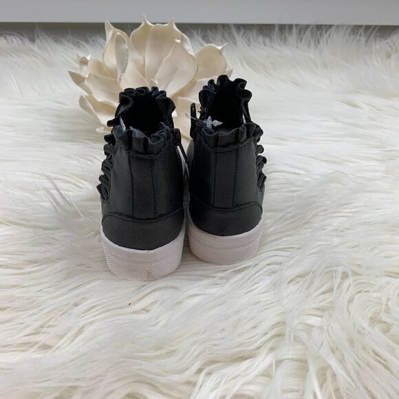 Black Sneaker Booties With Adorable Ruffle and Shimmery Elastic Detail NWT - Picture 6 of 8